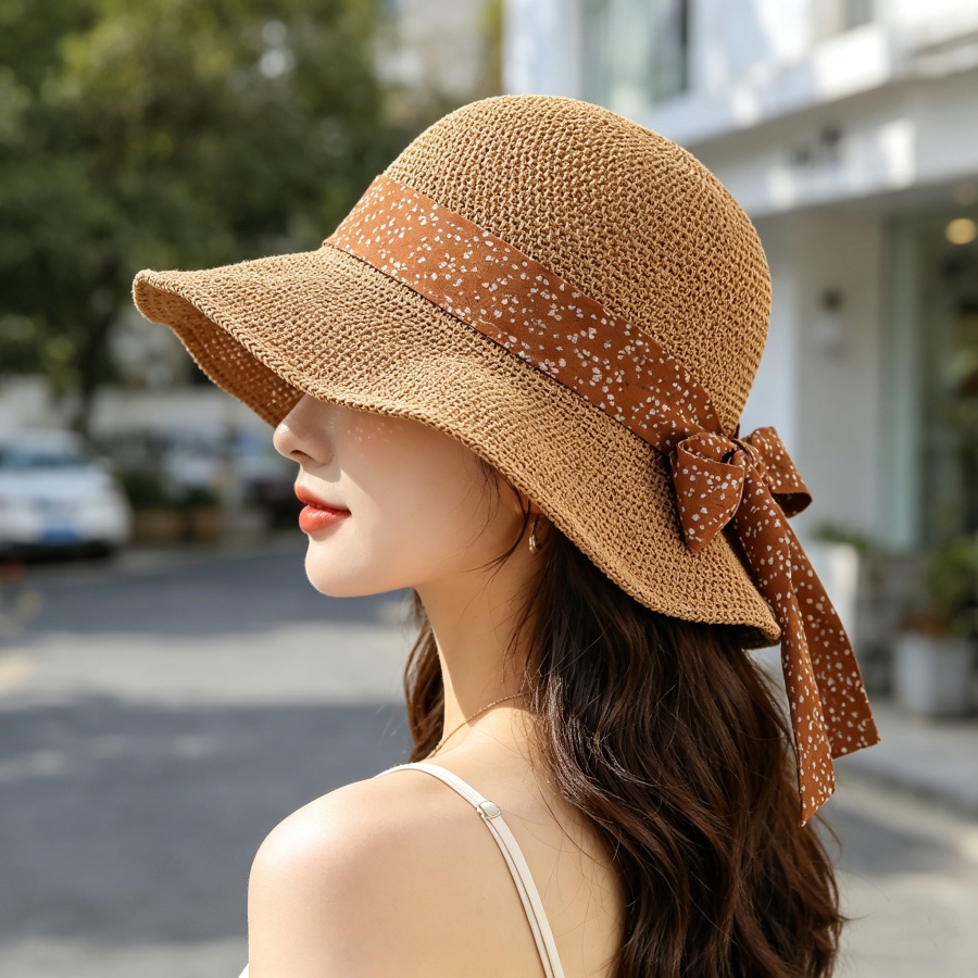 Bucket Hat Straw - Chapéu de Palha Estilo Coreano com