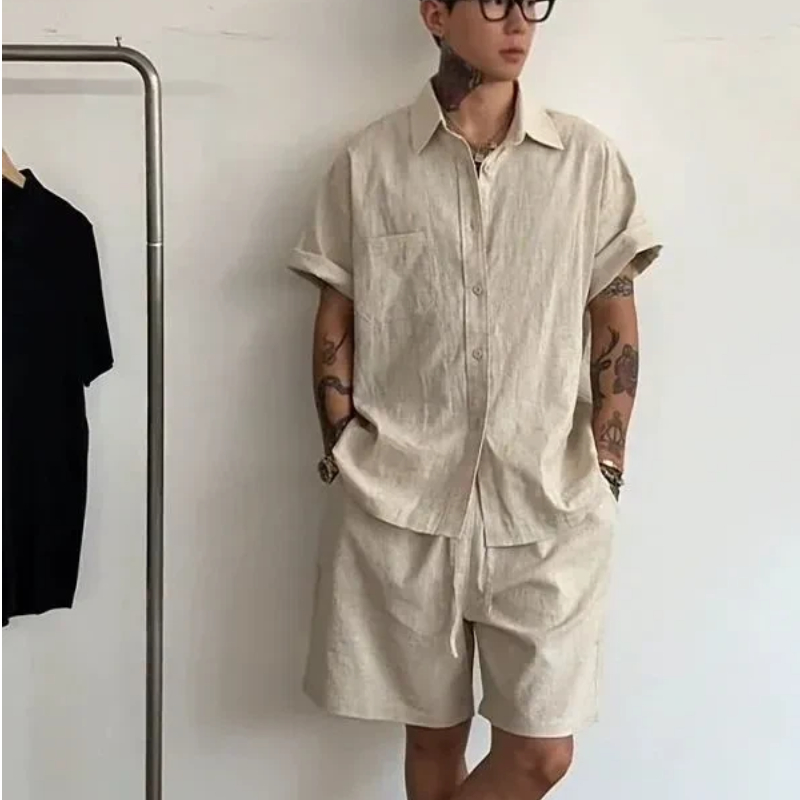 Linen Shirt Breathable - Conjunto Masculino de Linho e Algodão