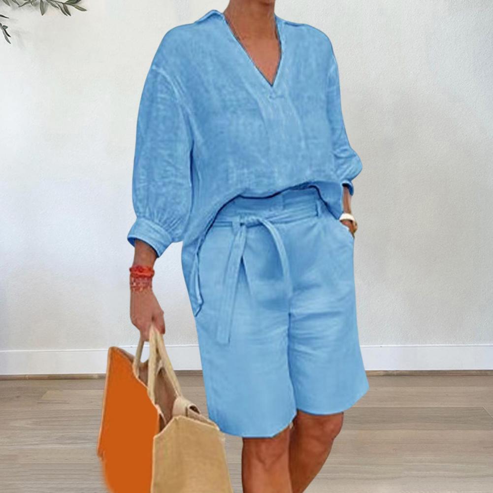 Linen Shirt Breathable - Conjunto Feminino de Algodão e Linho