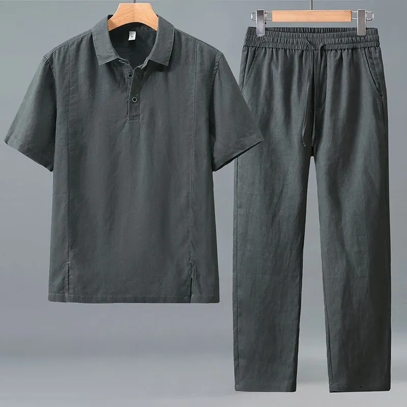 Short Linen Drawstring - Conjunto de Verão em Linho para