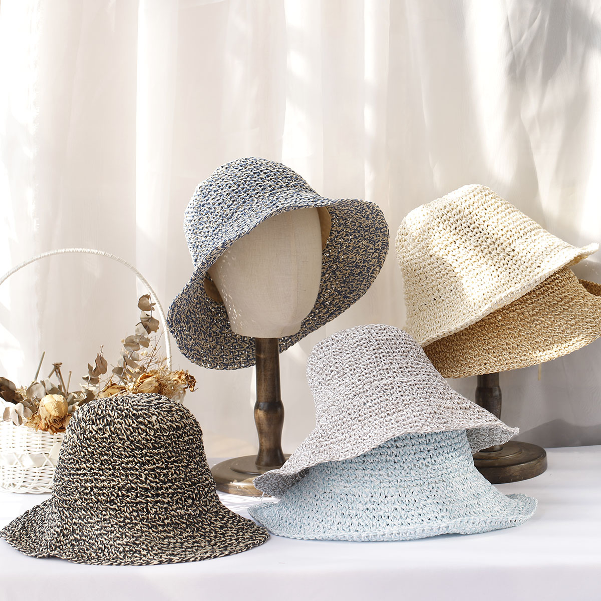 Chapéu de sol de praia feminin - Bucket Hat Straw avaliação e preço