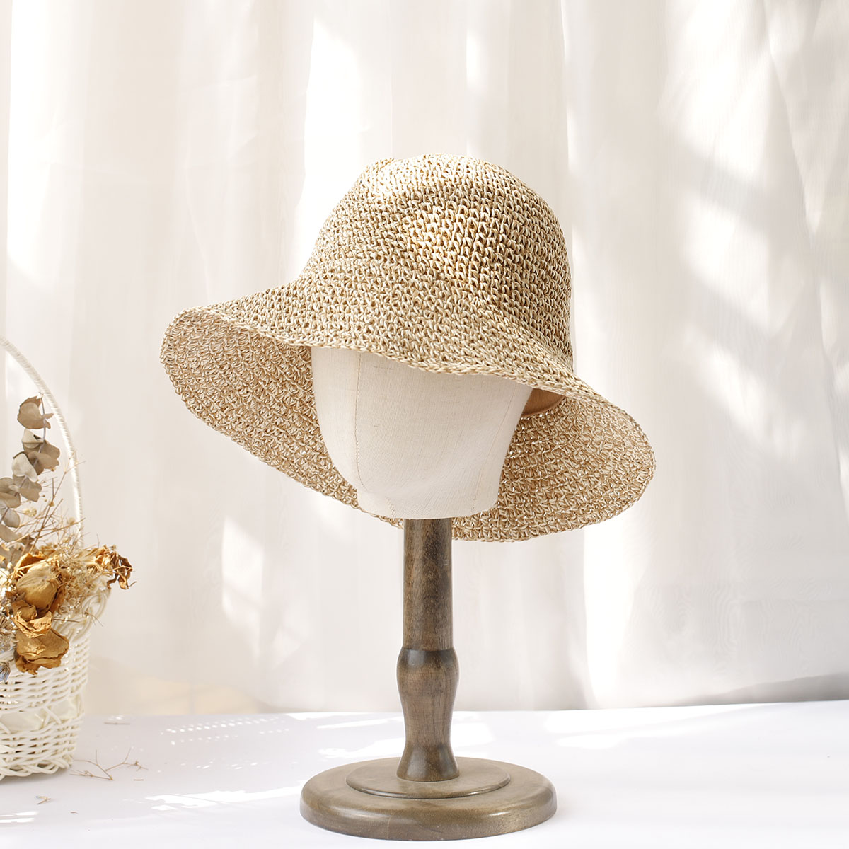Chapéu de sol de praia feminin - Bucket Hat Straw avaliação e preço