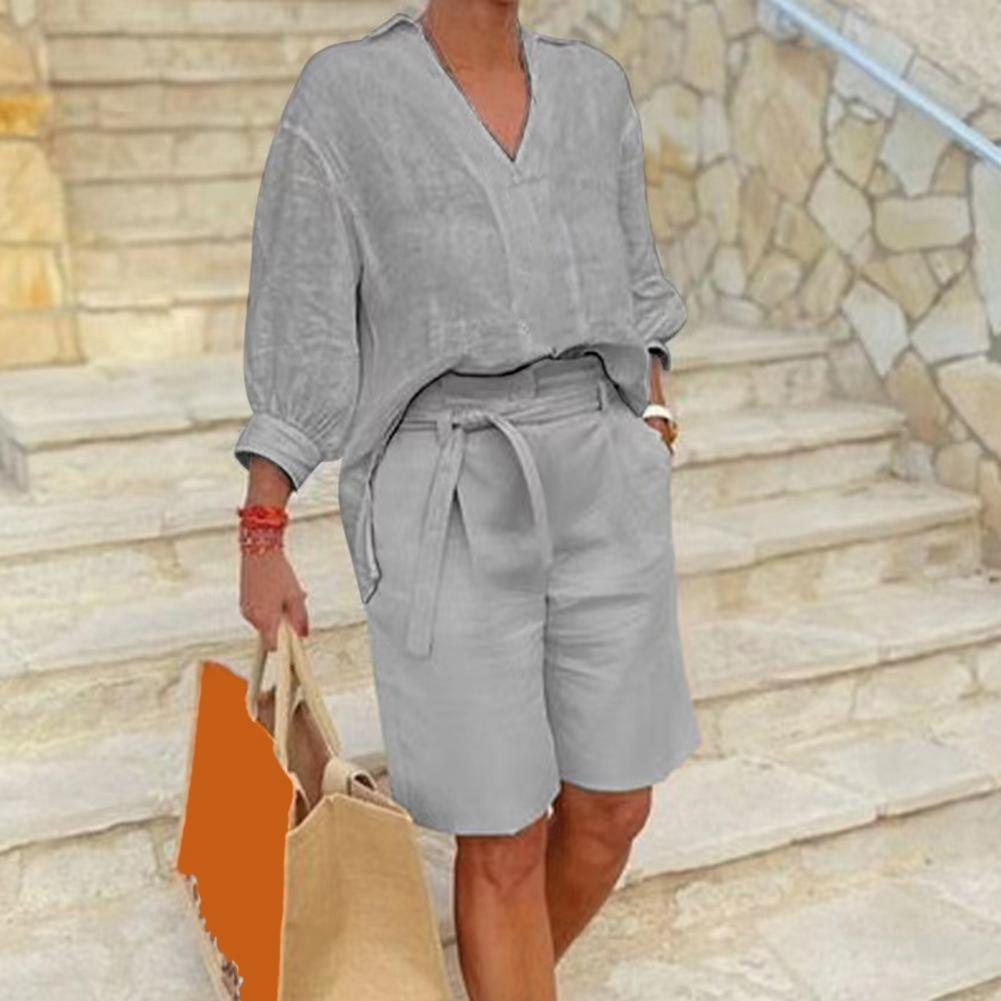 Conjunto Feminino de Algodão e - Linen Shirt Breathable avaliação e preço