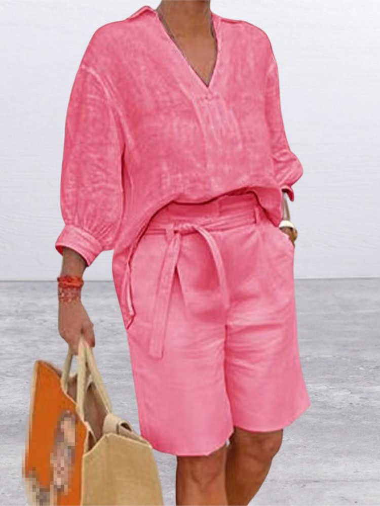 Ternos femininos estilo elegan - Linen Shirt Breathable avaliação e preço
