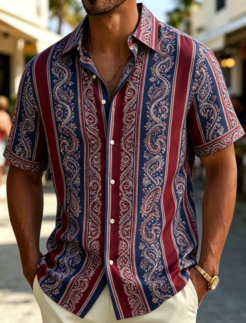 Camisa Masculina de Manga Curt - Resort Shirt Floral avaliação e preço