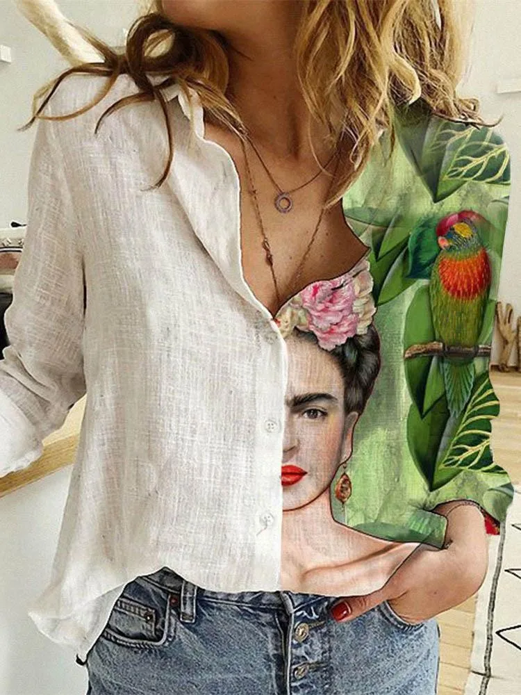 Mulheres primavera e outono ma - Shirt Camp Collar avaliação e preço